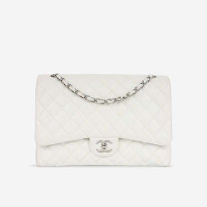Chanel - Maxi Classic Flap - White Quilted Caviar Leather SHW - 2011 -