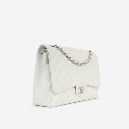 Chanel - Maxi Classic Flap - White Quilted Caviar Leather SHW - 2011 -