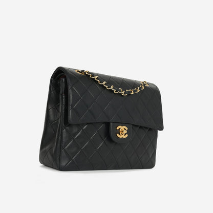 Chanel - Vintage Square Double Flap - Black Lambskin GHW - 2008/09
