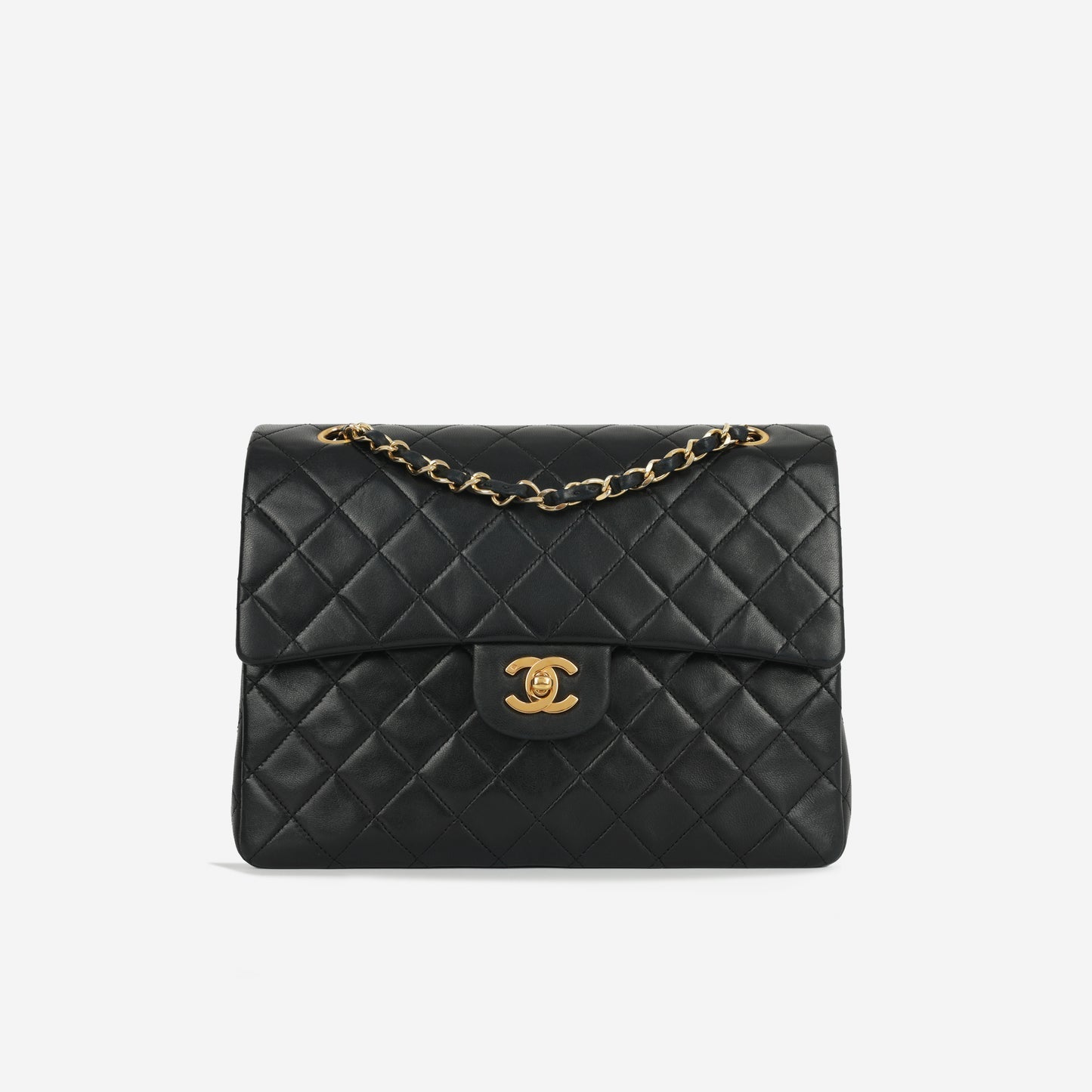 Chanel - Vintage Square Double Flap - Black Lambskin GHW - 2008/09