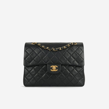 Chanel - Vintage Square Double Flap - Black Lambskin GHW - 2008/09
