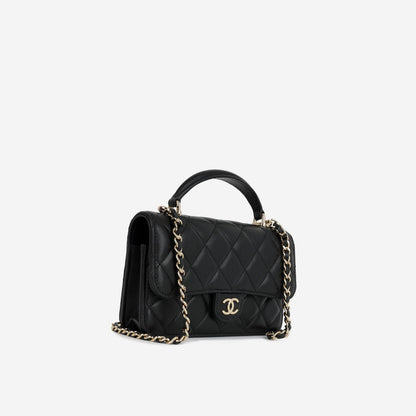 Chanel - Top Handle Phone Holder - Black Lambskin CGHW -