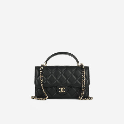 Chanel - Top Handle Phone Holder - Black Lambskin CGHW -