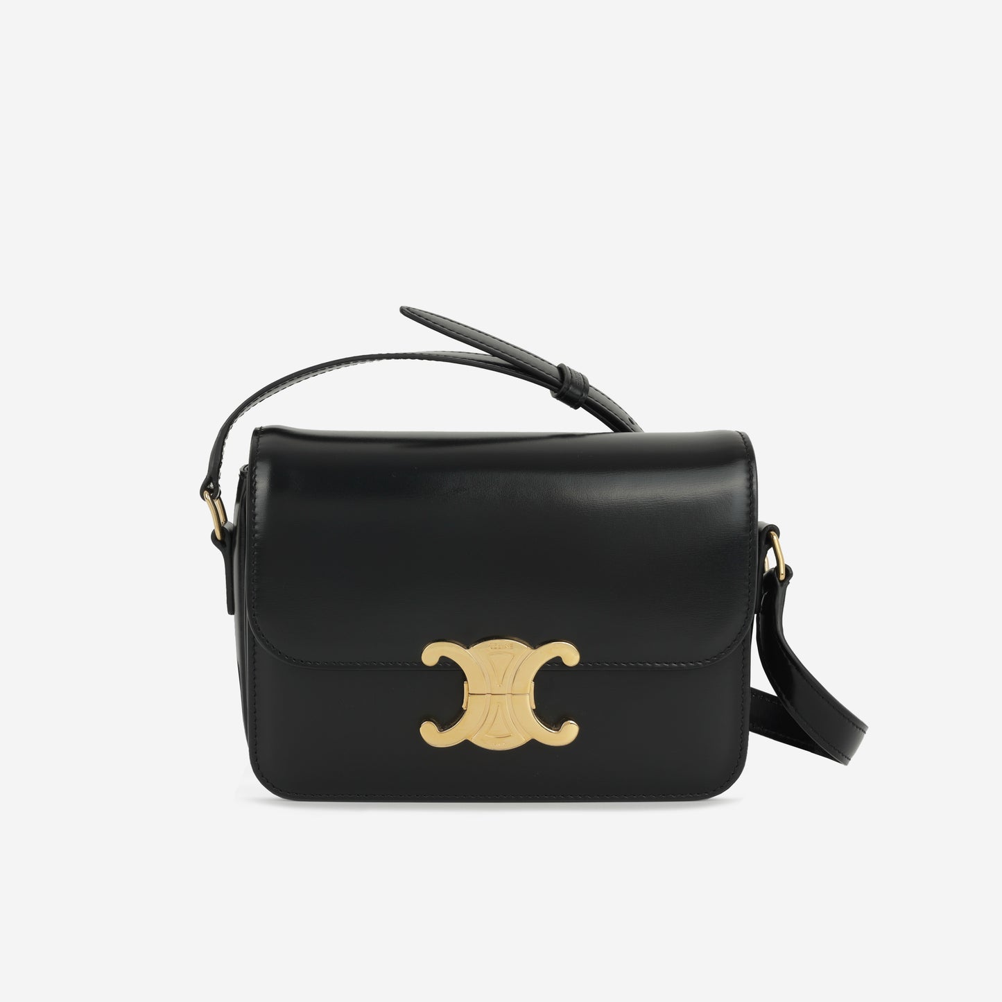 Celine - Teen Triomphe Bag - Black Shiny Calfskin GHW -  - 2023