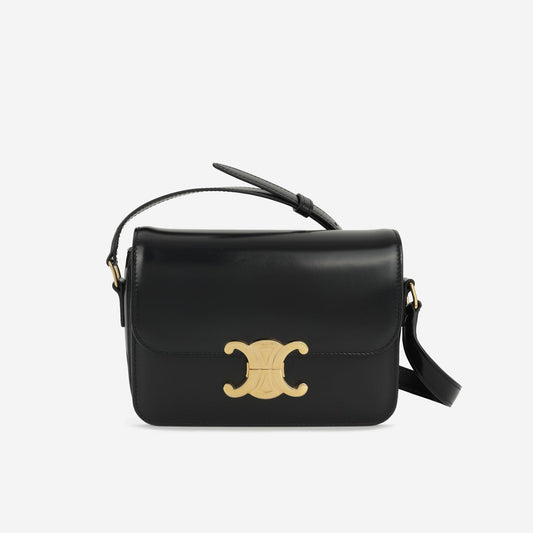 Celine - Teen Triomphe Bag - Black Shiny Calfskin GHW -  - 2023