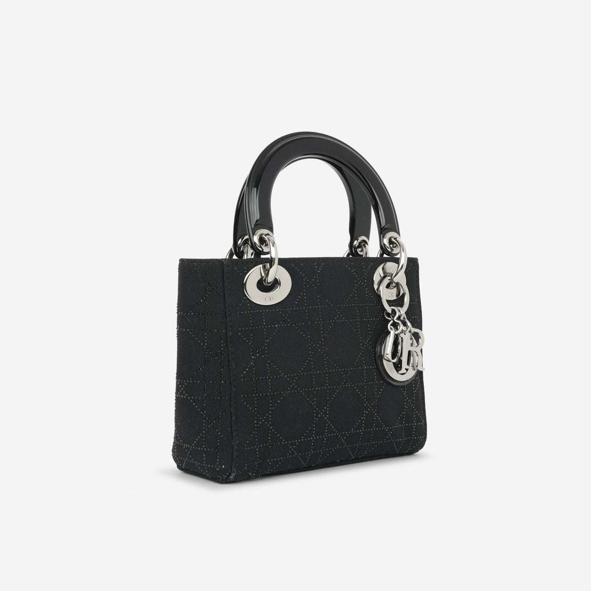 Dior Vintage Mini Lady Dior - Black Embroidered Beads | Silver Hardware