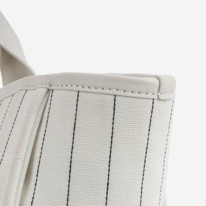 Chanel Large Deauville - White Canvas / Black Stripes | Silver Hardware