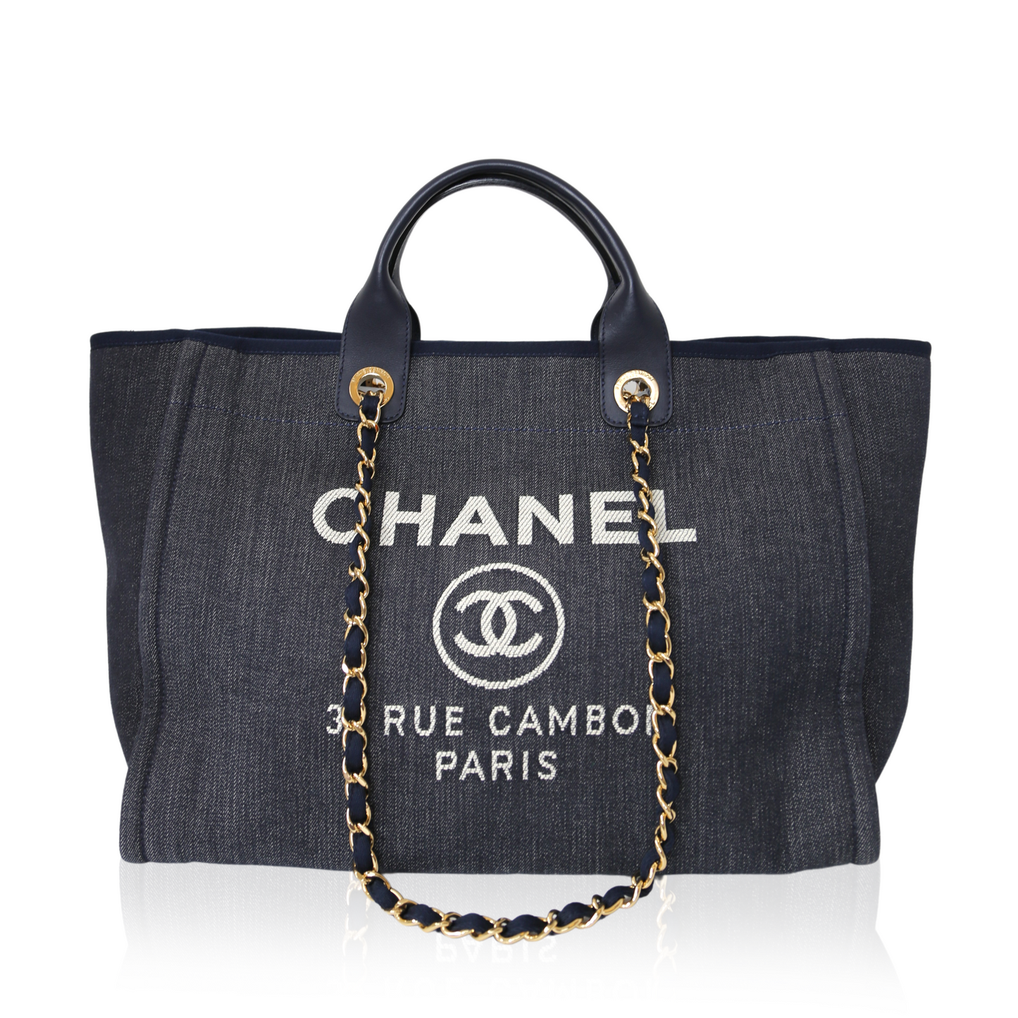 MM Navy Gold Hardware Deauville Tote