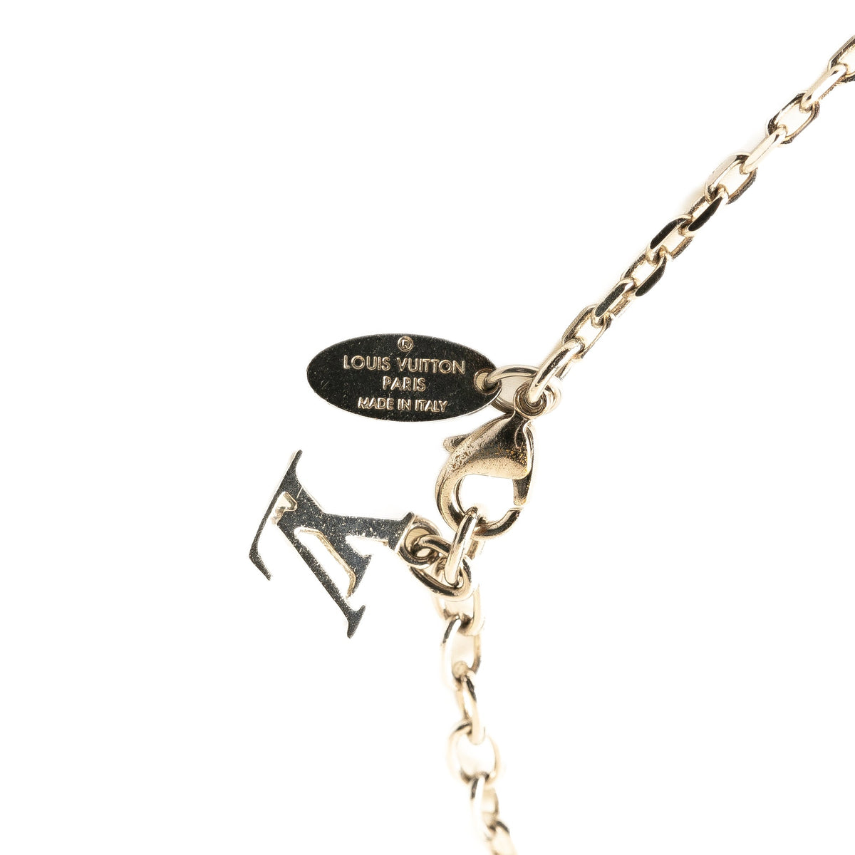 Silver Louis Vuitton Silver Plated Crystal Gamble Necklace