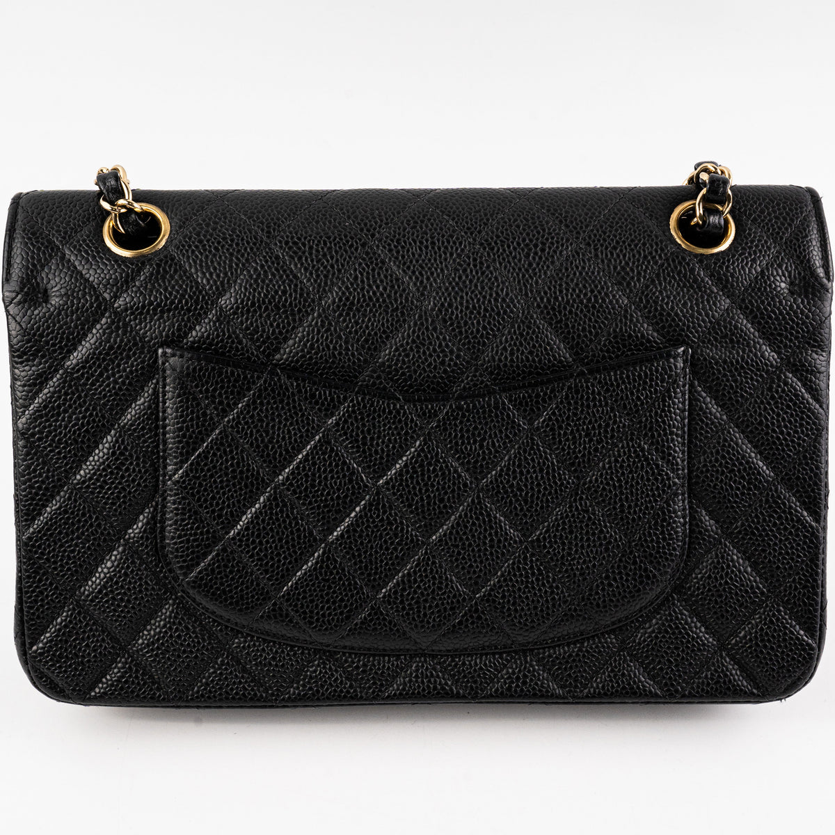 ITEM 17 - Chanel Vintage Classic Medium/Large Black Caviar 24K Gold