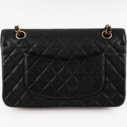 ITEM 17 - Chanel Vintage Classic Medium/Large Black Caviar 24K Gold