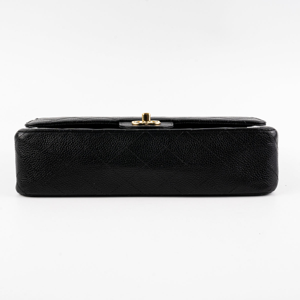 ITEM 17 - Chanel Vintage Classic Medium/Large Black Caviar 24K Gold