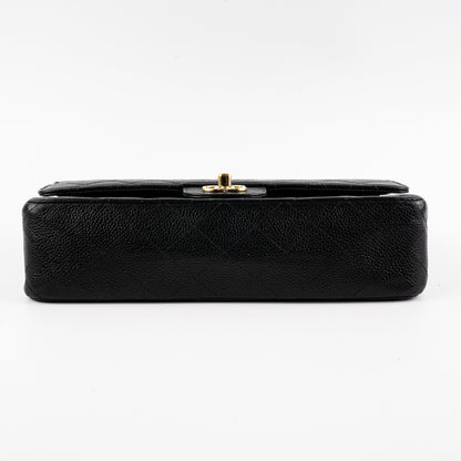 ITEM 17 - Chanel Vintage Classic Medium/Large Black Caviar 24K Gold