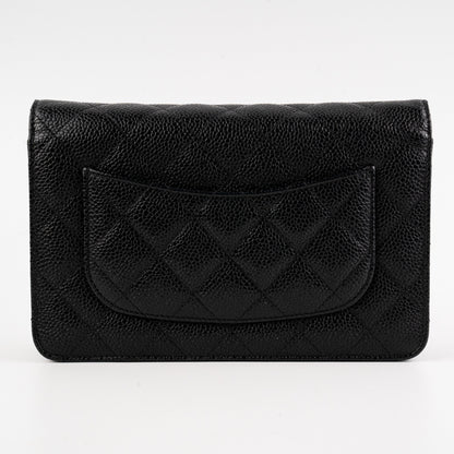 Chanel Caviar Wallet on Chain WOC Black Microchipped