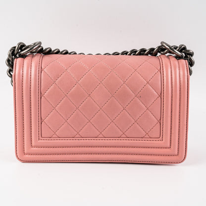 Chanel Small Lambskin Boy Pink Crossbody Bag