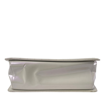 Gray Chanel Iridescent Patent Boy Reverso Shopping Tote