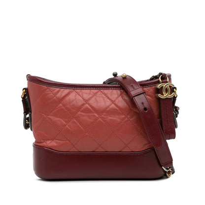 Red Chanel Small Chevron Lambskin Gabrielle Crossbody