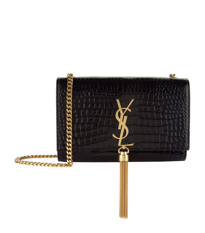 YSL SAINT LAURENT SMALL KATE CROC EMBOSSED SHOULDER Bag