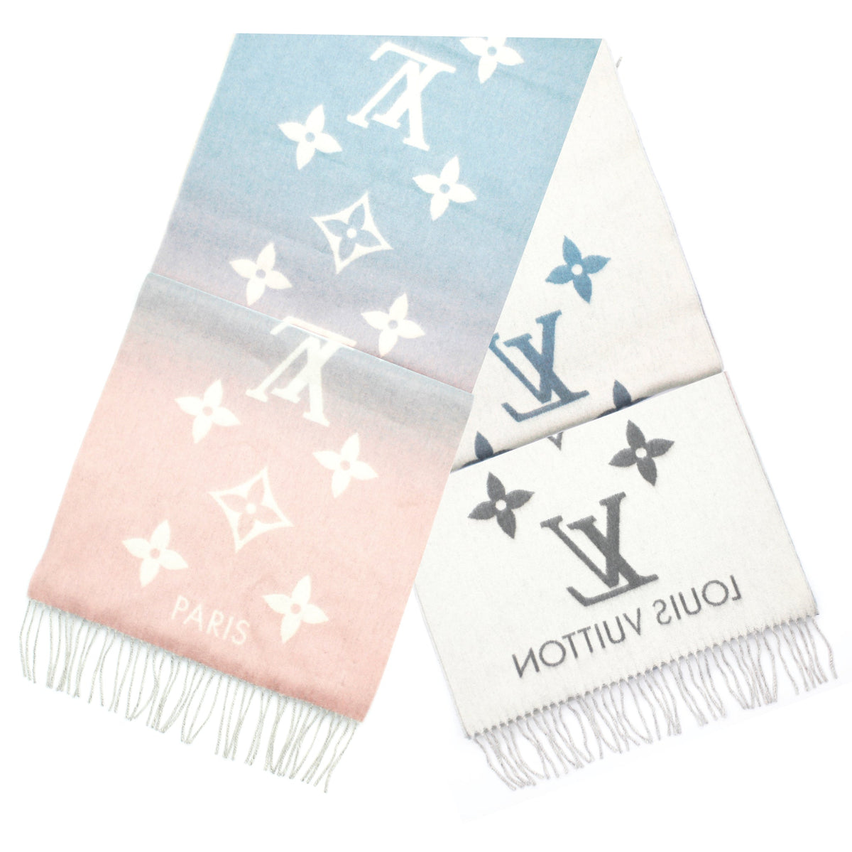Louis-vuitton Reykjavik Gradient Scarf Blue Rose