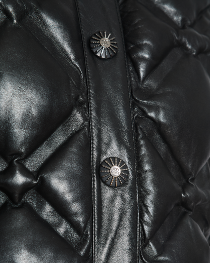 Chanel 16/B Leather Quilted Puffer Jacket Size FR 36 (UK 8)