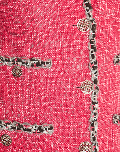 Chanel Pink and Grey Braided Trim Tweed Jacket with CC Logo Button Detailing Size FR 36 (UK 8)