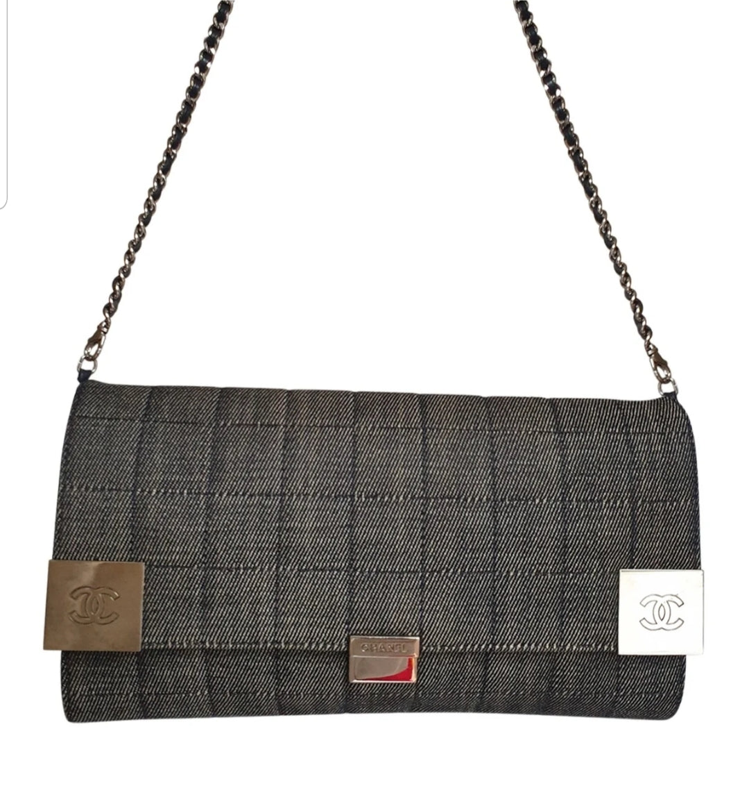 CHANEL east west chocolate bar shoulder bag