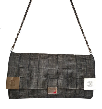 CHANEL east west chocolate bar shoulder bag