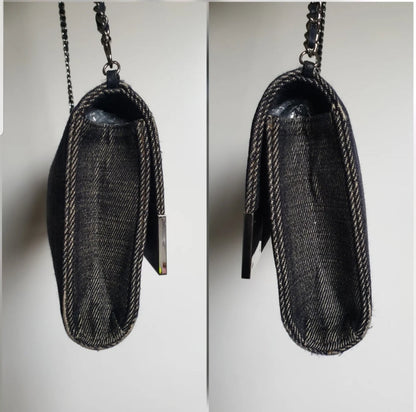 CHANEL east west chocolate bar shoulder bag