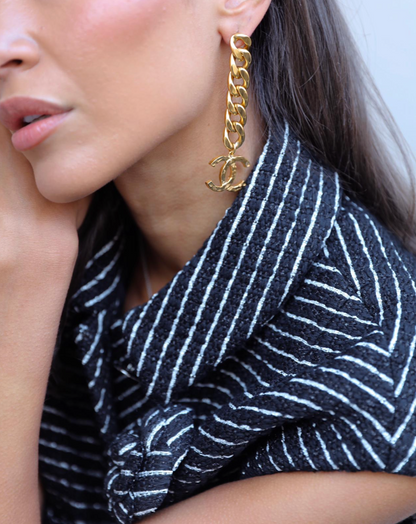 Chanel Earrings 20P Chain Large CC Gold Hardware