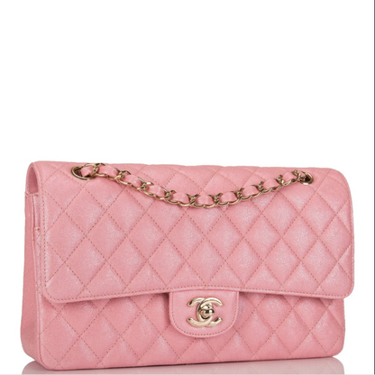 Chanel Caviar Quilted Small Double Flap Bag Pink Gold-Tone