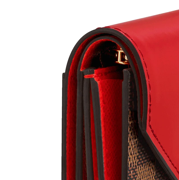 LV Zoé Wallet Damier Ebene Fuchsia colored leather