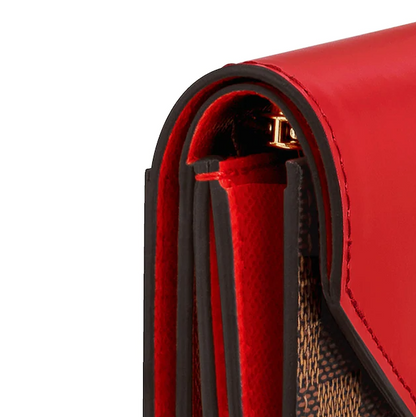 LV Zoé Wallet Damier Ebene Fuchsia colored leather
