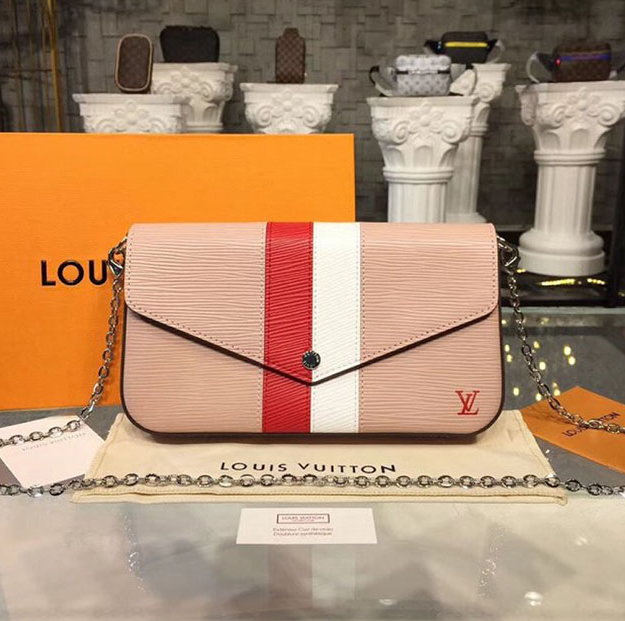 Louis Vuitton Pochette Felicie Epi Leather Rose Ballerine