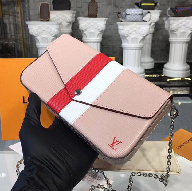 Louis Vuitton Pochette Felicie Epi Leather Rose Ballerine