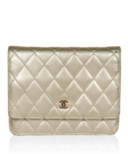 Chanel Wallet On Chain – WOC Quilted Lambskin Grey Silver-Toned