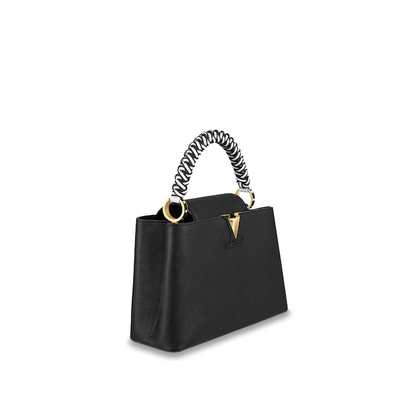 LV Capucine PM Handbag Taurillon Leather Noir/Blanc