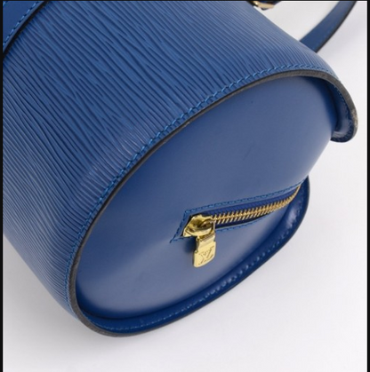 LV Soufflot Bag Black Epi Leather Blue