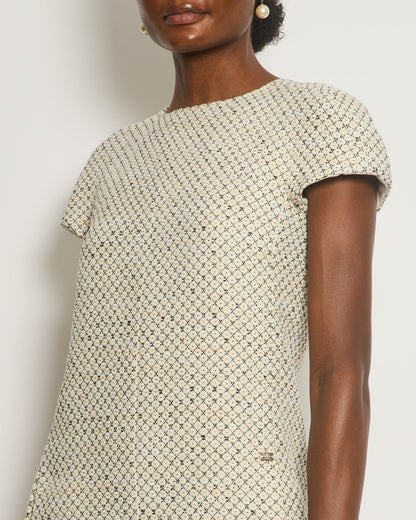 Chanel White, Black Short Sleeve Tweed Dress Size FR 38 (UK 10)