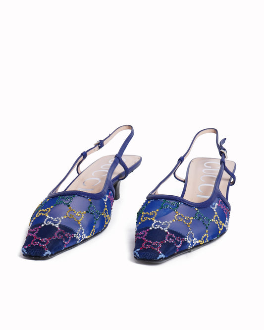Gucci Crystal GG Monogram Slingback Pumps