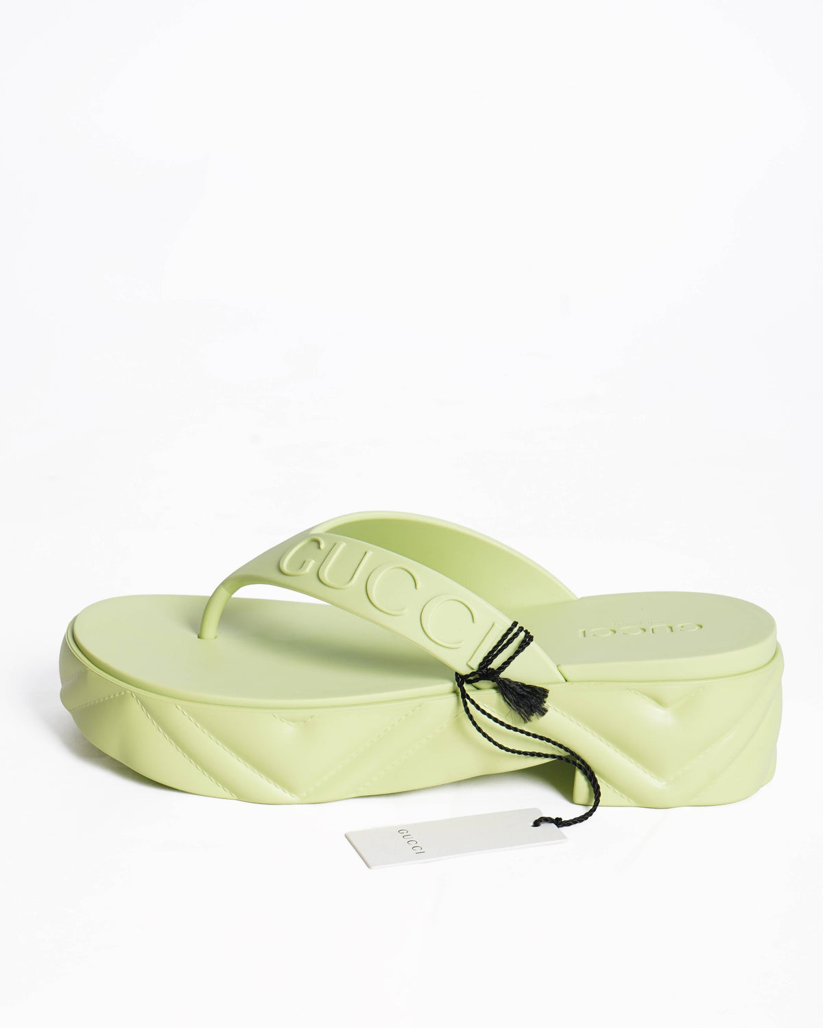 New Gucci neon lime green platform Sandals