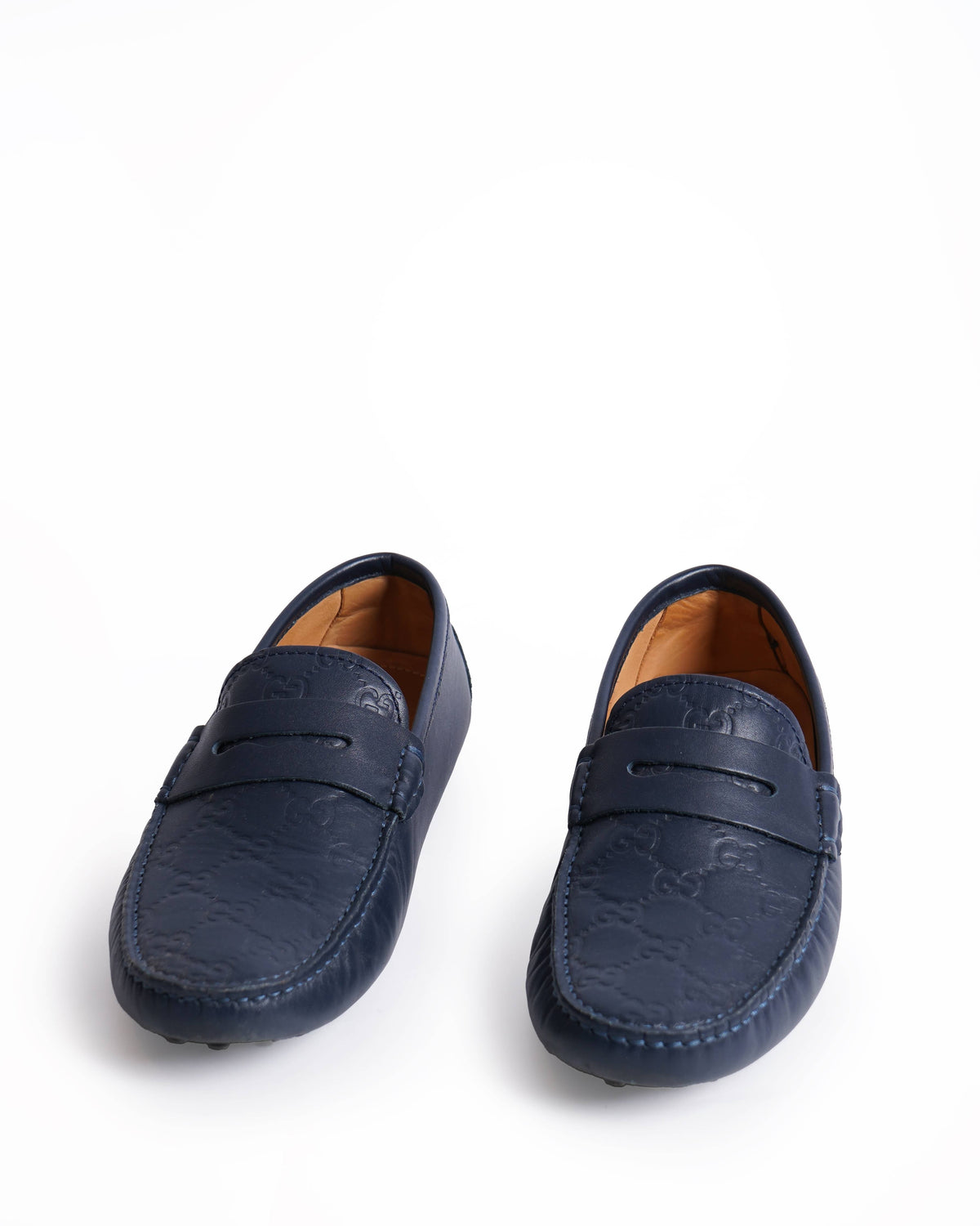 Gucci gg web monogram navy blue loafers