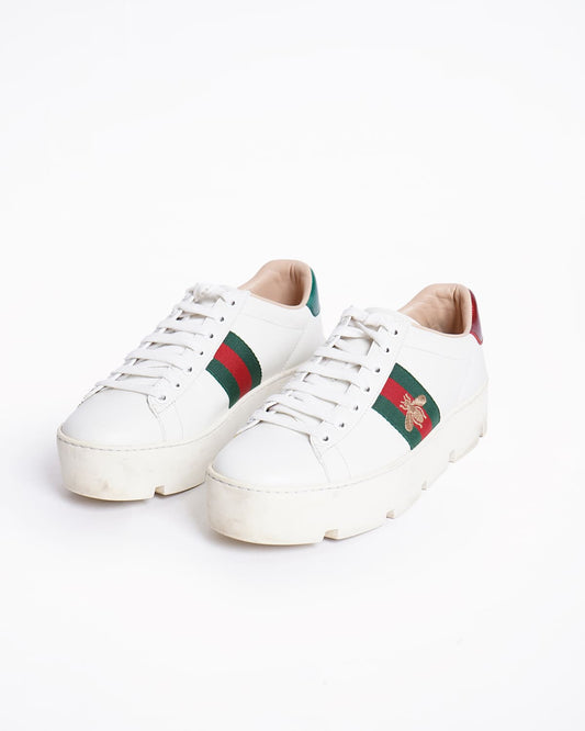 Gucci Women Ace Sneakers With Bee Side Patch