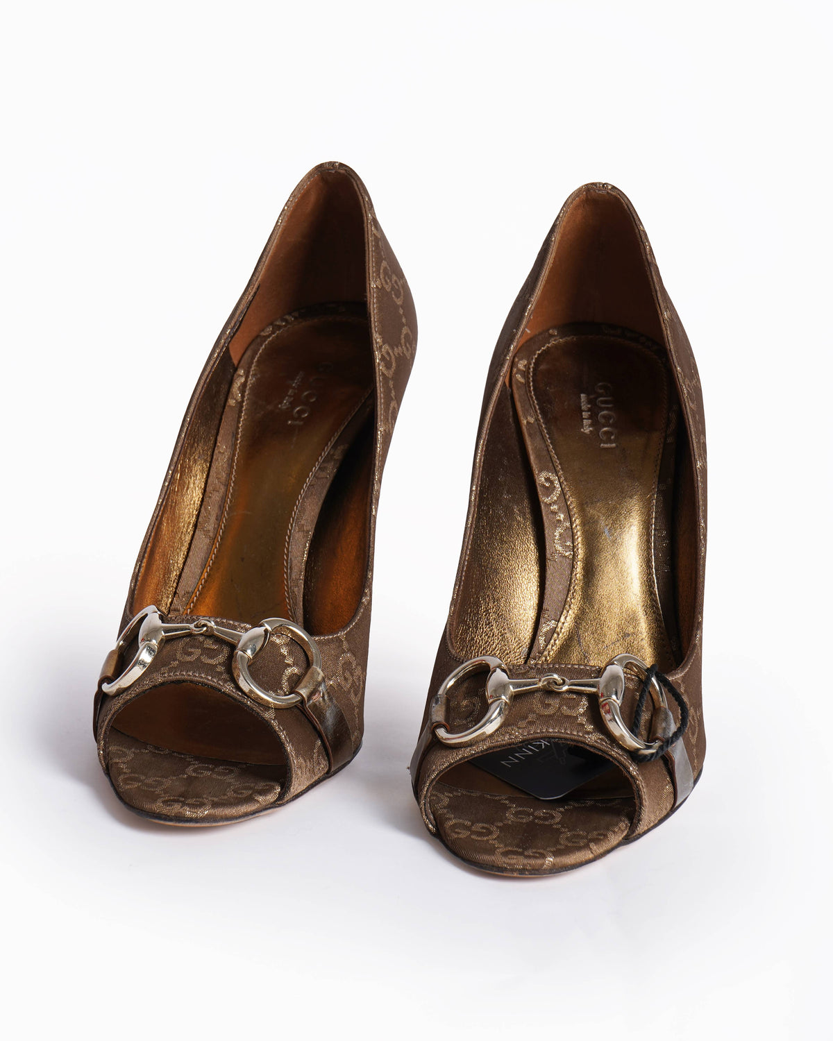 Gucci Monogram Peep Toe Heels