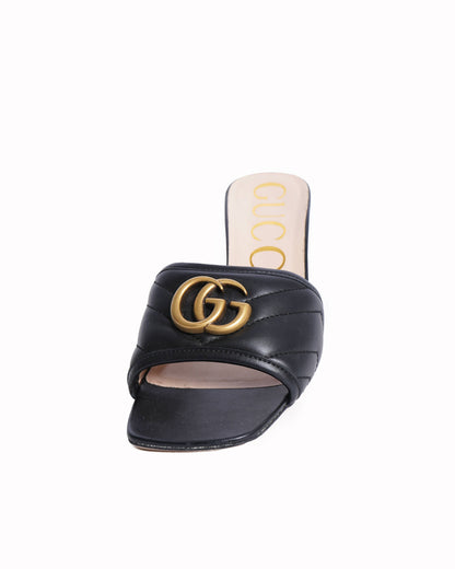 Gucci gg marmont Matelassé slide heels in black