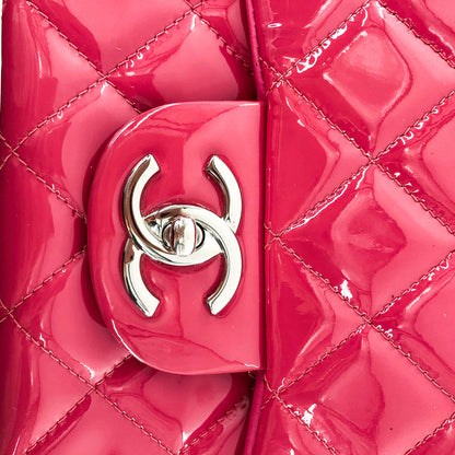 Double Flap Maxi in Hot Pink Patent Leather with SHW