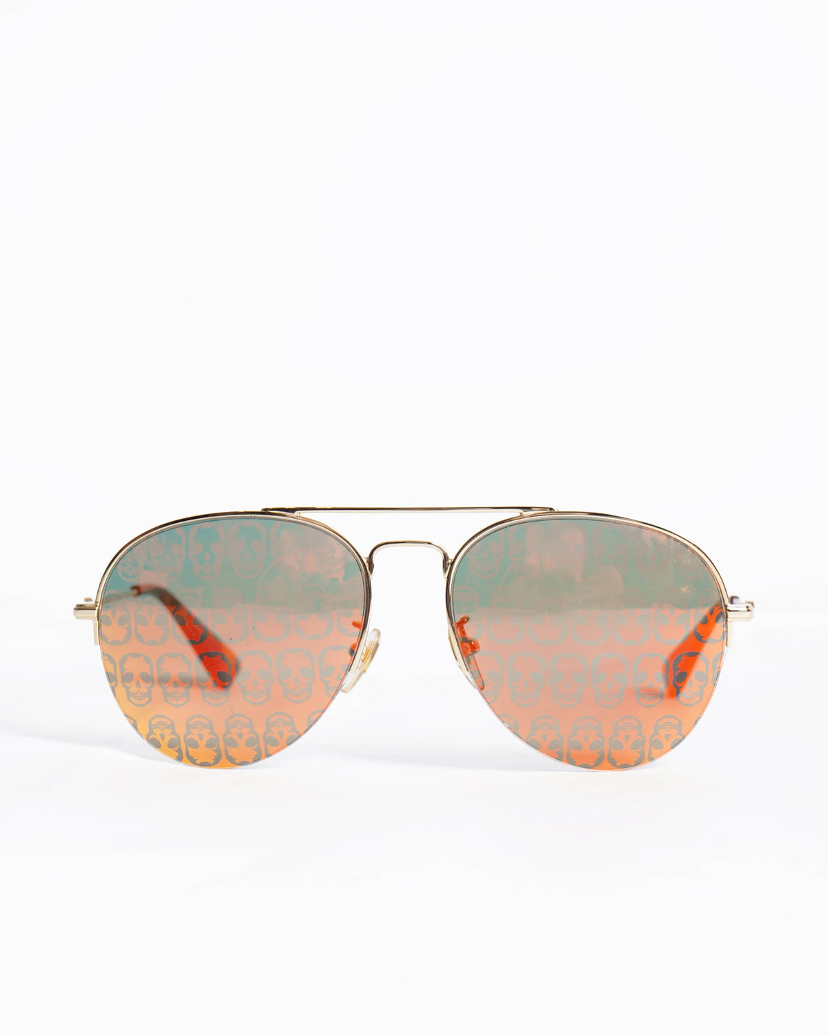 Gucci Orange Mirror Skulls Aviator Sunglasses