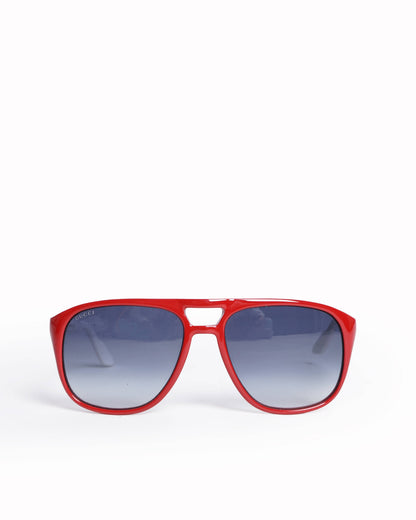 Gucci Aviator Sunglasses,Red & White Frame/Grey Gradient Lens