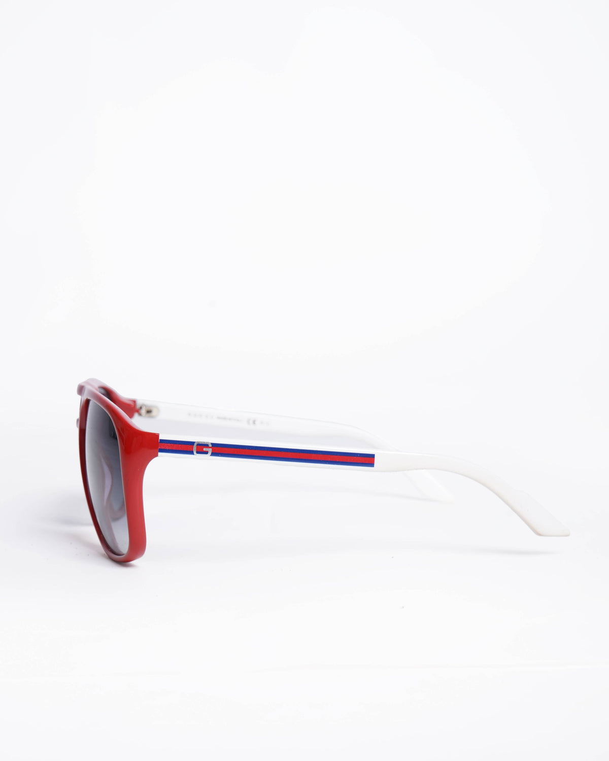 Gucci Aviator Sunglasses,Red & White Frame/Grey Gradient Lens