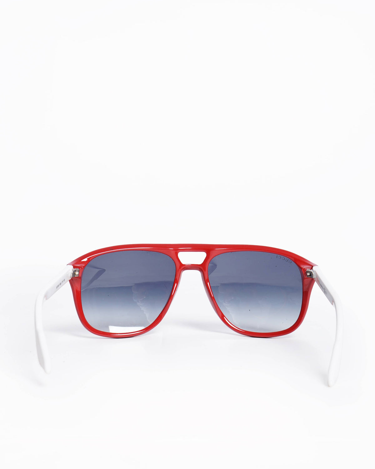 Gucci Aviator Sunglasses,Red & White Frame/Grey Gradient Lens