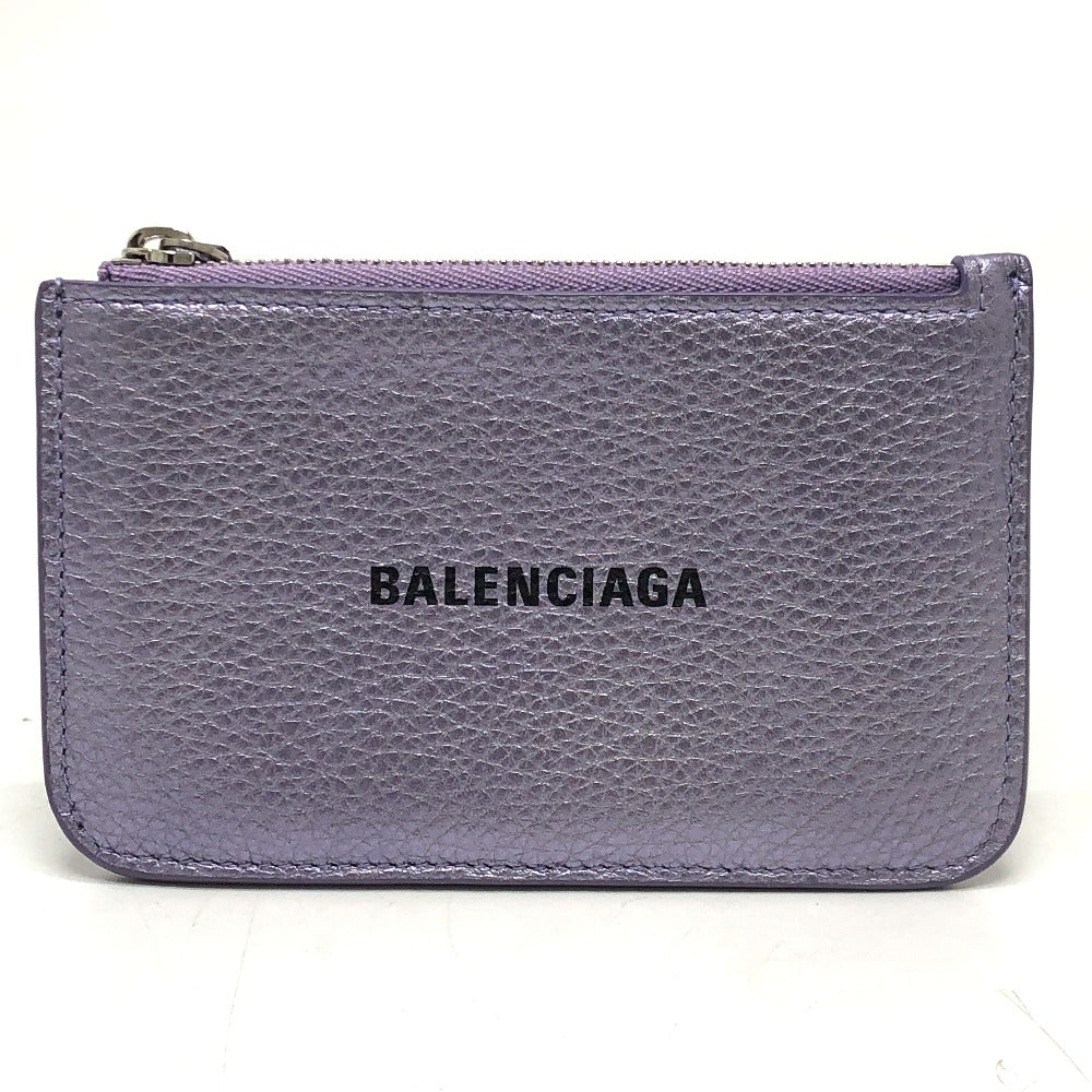 BALENCIAGA Coin case 637130 leather purple logo Card holder unisex(Unisex)